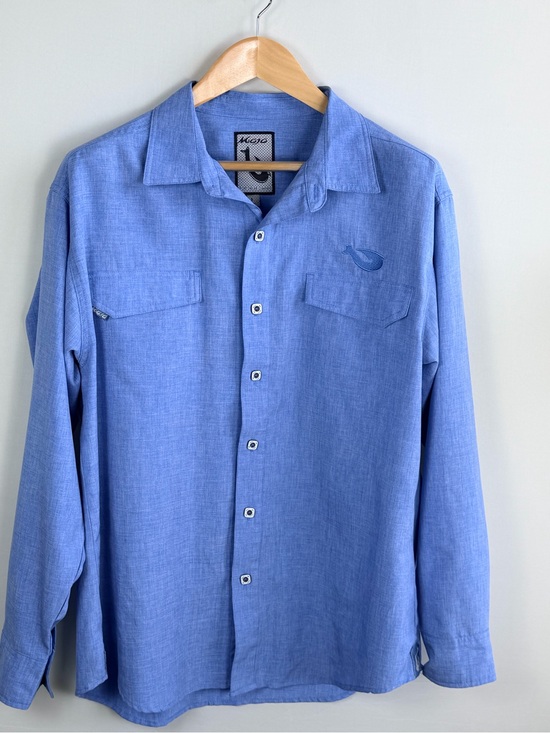 Mojo Other - Mojo Sportswear Button Up Shirt Blue Long Sleeve Fishing Vent Back Large